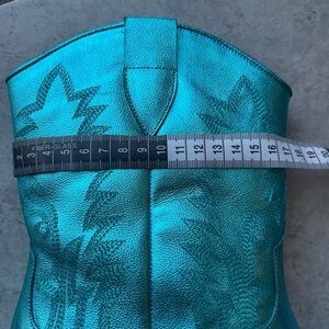 Stivali leather boots metallic blue